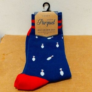 Parquet men bowling pin crew novelty socks shoe sz. 6 - 12.5